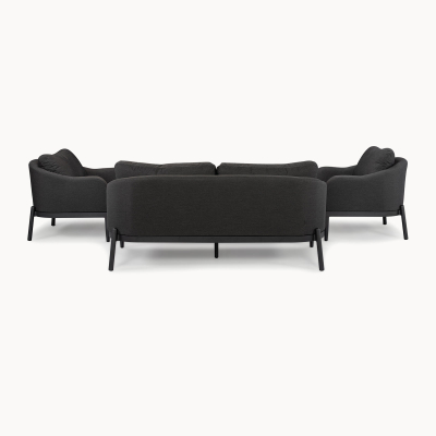 Duke All Weather Aluminium 3 Seater Sofa Lounging Set in Charcoal Grey