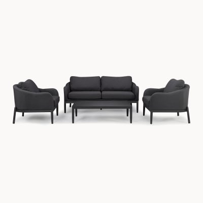 Duke All Weather Aluminium 2 Seater Sofa Lounging Set in Charcoal Grey