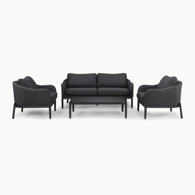 Duke All Weather Aluminium 3 Seater Sofa Lounging Set in Charcoal Grey