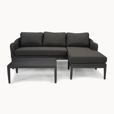 Duke All Weather Aluminium 3 Seater Chaise Sofa Lounging Set in Charcoal Grey