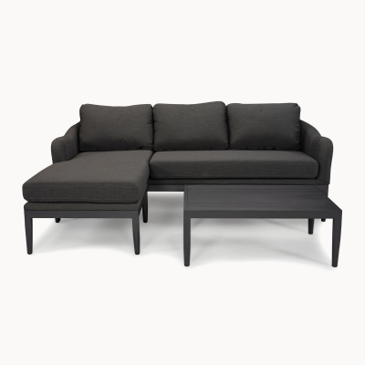 Duke All Weather Aluminium 3 Seater Chaise Sofa Lounging Set in Charcoal Grey