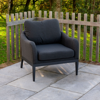 Duke All Weather Fabric Aluminium Lounging Armchair in Charcoal Grey