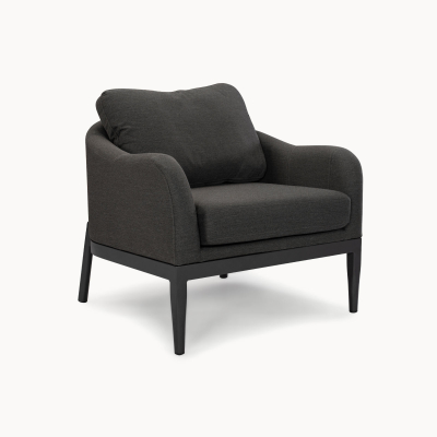 Duke All Weather Fabric Aluminium Lounging Armchair in Charcoal Grey