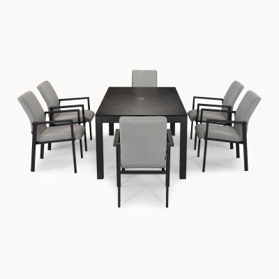 Ralph 6 Seat All Weather Fabric Aluminium Dining Set - Rectangular Table in Ash Grey