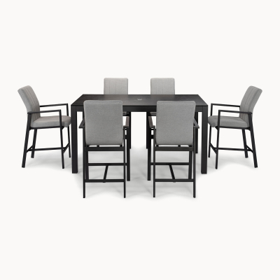 Ralph 6 Seat All Weather Fabric Aluminium High Dining Seat - Rectangular Table in Ash Grey