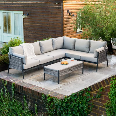 Sophia Rattan Aluminium Large Corner Sofa Lounging Set