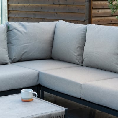 Sophia Rattan Aluminium Large Corner Sofa Lounging Set in Mottled Grey