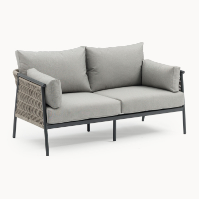 Sophia Rattan Aluminium 2 Setaer Sofa Lounging Set in Mottled Grey