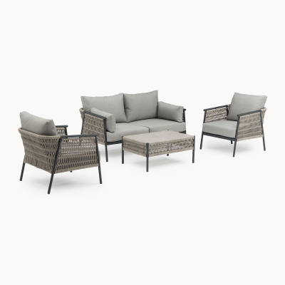 Sophia Rattan Aluminium 2 Setaer Sofa Lounging Set in Mottled Grey