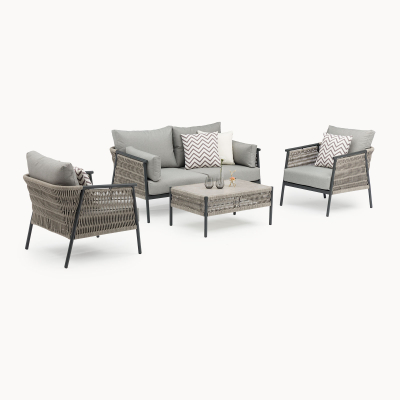 Sophia Rattan Aluminium 2 Setaer Sofa Lounging Set in Mottled Grey