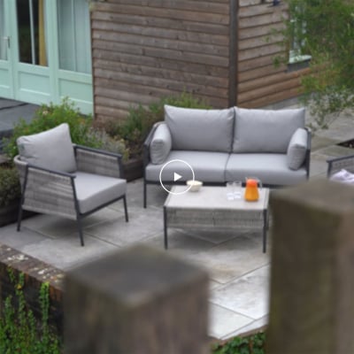 Sophia Rattan Aluminium 2 Seater Sofa Lounging Set in Mottled Grey