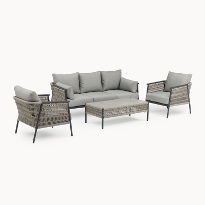 Sophia Rattan Aluminium 3 Setaer Sofa Lounging Set in Mottled Grey