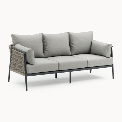 Sophia Rattan Aluminium 3 Setaer Sofa Lounging Set in Mottled Grey