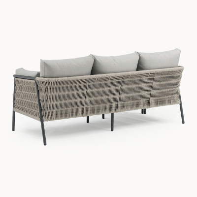 Sophia Rattan Aluminium 3 Setaer Sofa Lounging Set in Mottled Grey