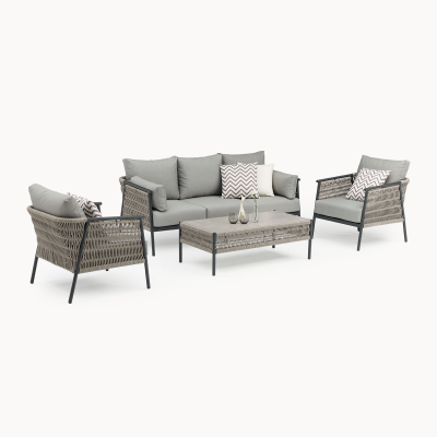 Sophia Rattan Aluminium 3 Setaer Sofa Lounging Set in Mottled Grey