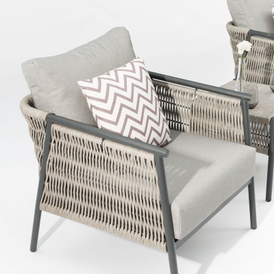 Sophia Rattan Aluminum 3 Piece Lounging Set in Mottled Grey