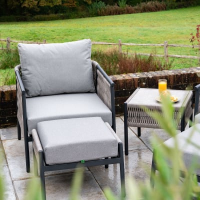 Sophia Rattan Aluminum 5 Piece Lounging Set in Mottled Grey