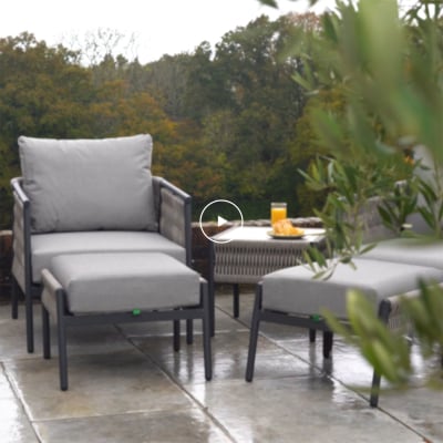 Sophia Rattan Aluminum 5 Piece Lounging Set in Mottled Grey