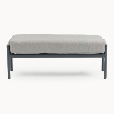 Sophia Rattan Aluminium Lounging Bench in Mottled Grey