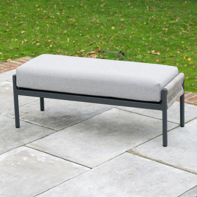 Sophia Rattan Aluminium Lounging Bench in Mottled Grey