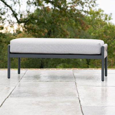 Sophia Rattan Aluminium Lounging Bench in Mottled Grey