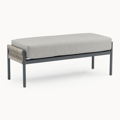 Sophia Rattan Aluminium Lounging Bench in Mottled Grey