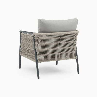 Sophia Rattan Aluminium Lounging Armchair in Mottled Grey