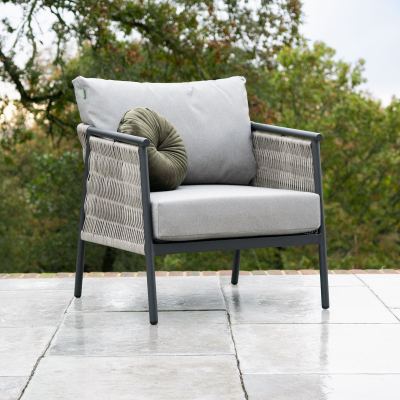 Sophia Rattan Aluminium Lounging Armchair in Mottled Grey