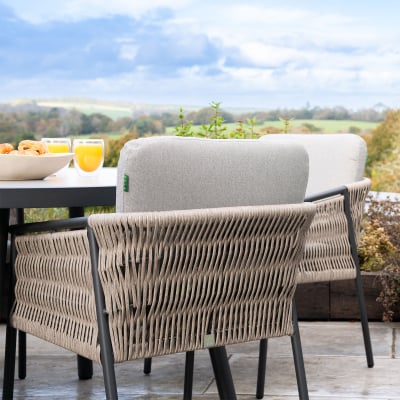 Sophia 4 Seat Rattan Aluminium Dining Set - Round Table in Mottled Grey