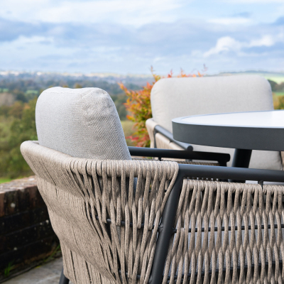 Sophia 4 Seat Rattan Aluminium Dining Set - Round Table in Mottled Grey