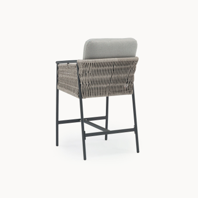 Sophia 6 Seat Rattan Aluminium High Dining Set - Rectangular Table in Mottled Grey