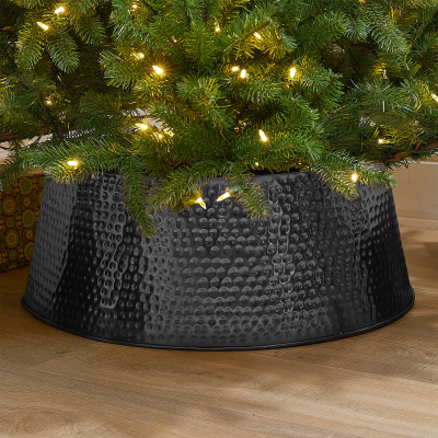 60cm Round Metal Tree Skirt in Black Nickel