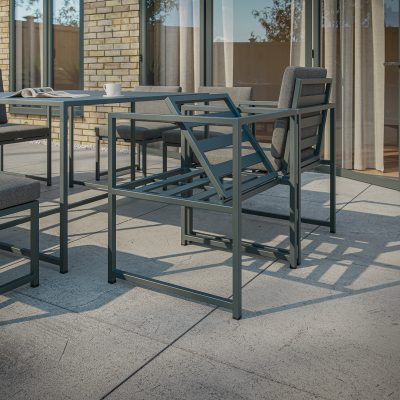 Phoebe 8 Seat Aluminium Cube Dining Set with 4 Chairs and 4 Side Chairs  - Square Table in Graphite Grey