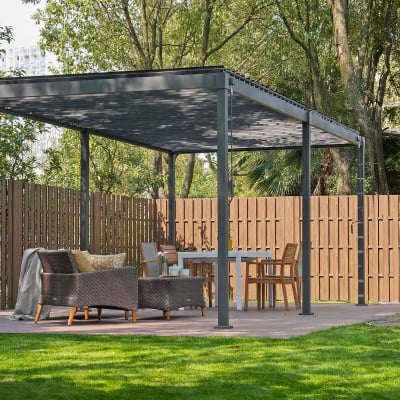 Shadow Metal Pergola in Graphite Grey - 6.0m x 3.0m Free Standing