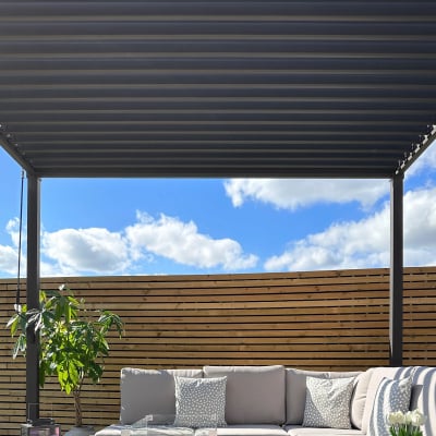 Shadow Metal Pergola in Graphite Grey - 6.0m x 3.0m Free Standing