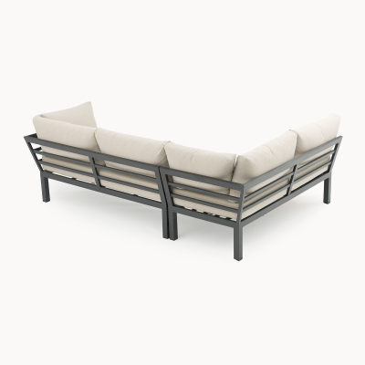 Freya Aluminium Wood Look Corner Sofa Lounging Set in Graphite Grey