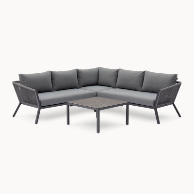 Darcey Rope Aluminium Corner Sofa Lounging Set in Heron Grey