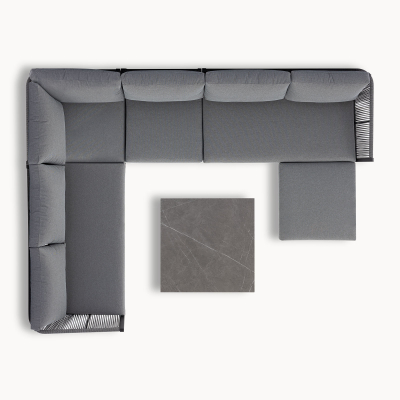 Darcey Rope Aluminium Large Corner Sofa Lounging Set in Heron Grey