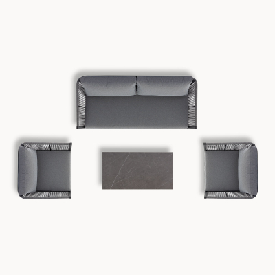 Darcey Rope Aluminium 2 Seater Sofa Lounging Set in Heron Grey