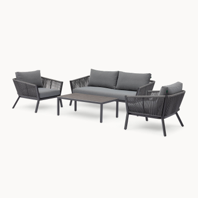 Darcey Rope Aluminium 2 Seater Sofa Lounging Set in Heron Grey