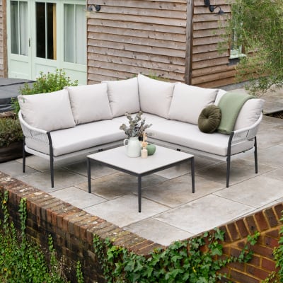 Daisy Rope Aluminium Corner Sofa Lounging Set in Cloudy Grey