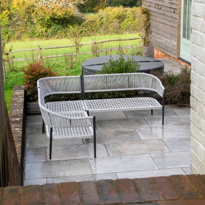 Daisy Rope Aluminium Corner Sofa Lounging Set in Cloudy Grey