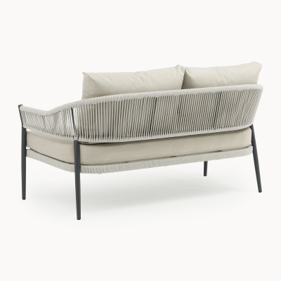 Daisy Rope Aluminium 2 Seater Sofa Lounging Set in Cloudy Grey