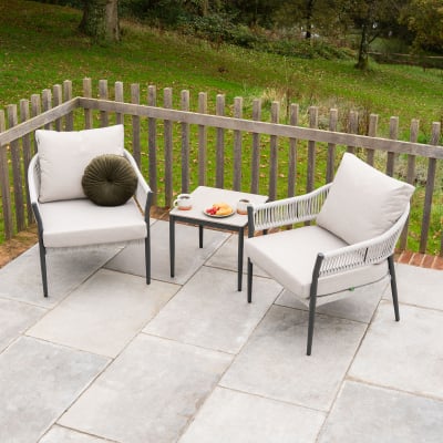 Daisy Rope Aluminium 3 Piece Lounging Set in Cloudy Grey