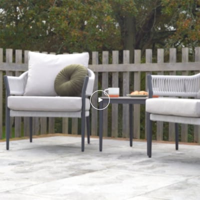 Daisy Rope Aluminium 3 Piece Lounging Set in Cloudy Grey