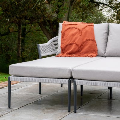 Daisy Rope Aluminium Chaise Day Bed Lounging Set in Cloudy Grey