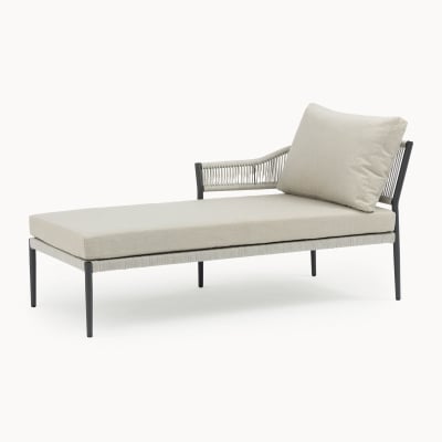 Daisy Rope Aluminium Chaise Day Bed Lounging Set in Cloudy Grey