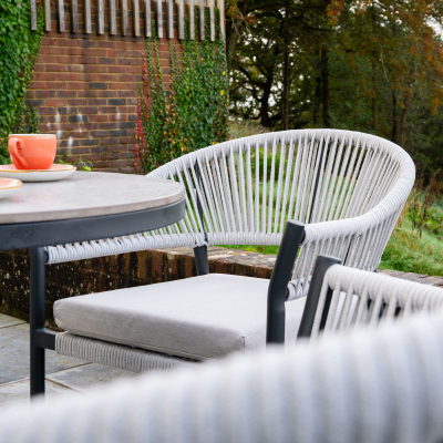 Daisy 2 Seat Rope Aluminium Bistro Set - Round Table in Cloudy Grey