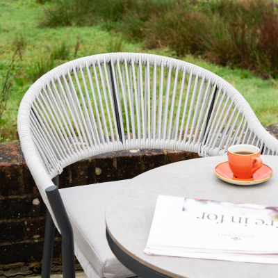 Daisy 2 Seat Rope Aluminium Bistro Set - Round Table in Cloudy Grey