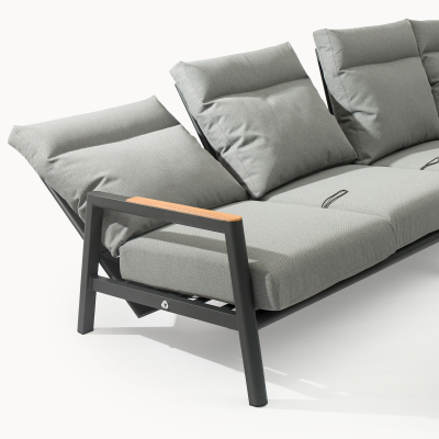 Isaac Aluminium Wood Large Corner Sofa Lounging Set in Graphite Grey